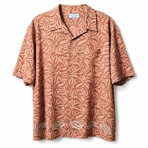 Vtg PUSSER'S Island Style 100% Silk Short Sleeve Button Camp Shirt Sz XL Tropics